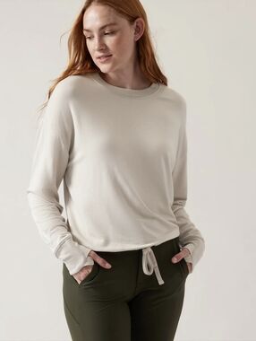 NWOT Athleta Marina Sweatshirt In Oatmeal Size XLarge